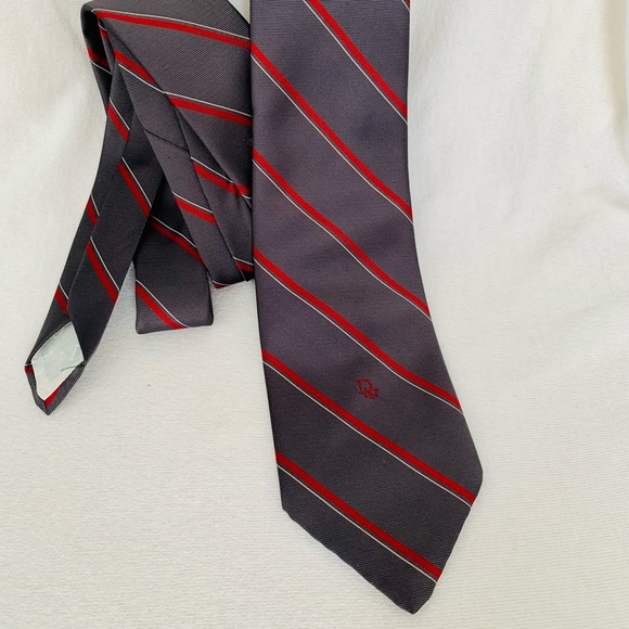 Dior Other - Christian Dior Vintage Tie Gray & Red Silk